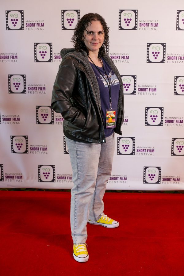Chen Drachman on the red carpet at the 2025 McMinnville Shorts Film Festival for But I'm a Shoe