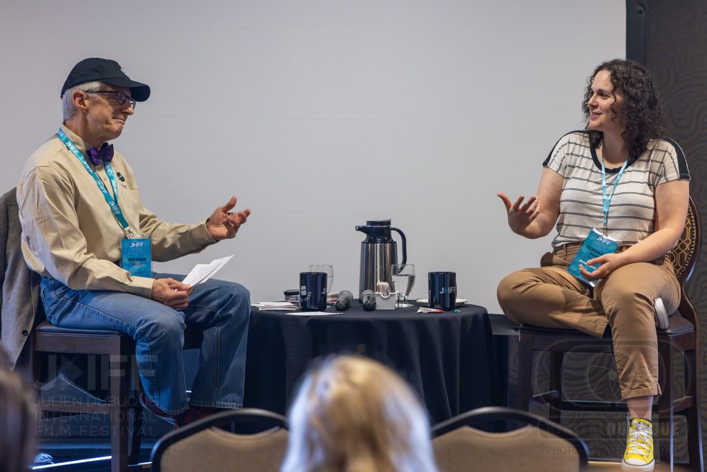 Chen Drachman and John Bedford during a Coffee Talk session at the Julien Dubuque International Film Festival 2025