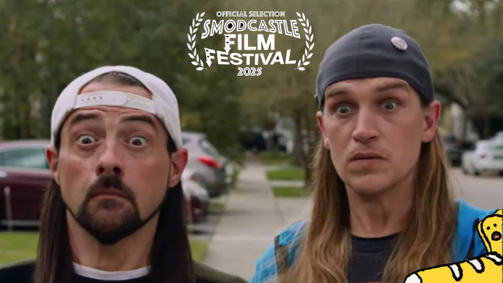 Shoe character from Chen Drachman's But I'm a Shoe starring Janet Varney, in a scene from Jay and Silent Bob, and a laurel for Kevin Smith's Smodcastle Film Festival