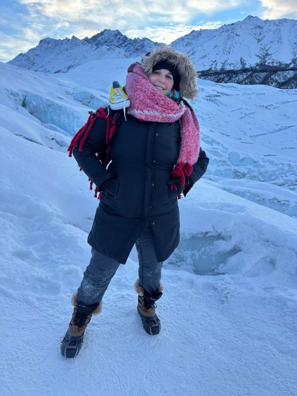 Chen Drachman and Shoe visit the Matanuska Glacier in Alaska during the Anchorage International Film Festival.