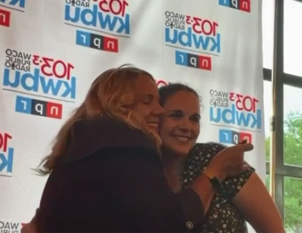 Chen Drachman and Beth Richards of KWBU on the red carpet during opening night of the Waco Independent Film Festival 2026